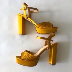 Forever 21 Mustard Yellow Satin Platform Heel